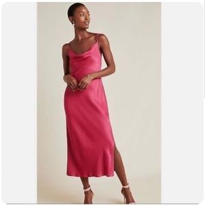 Anthropologie Bias Slip Dress - pink